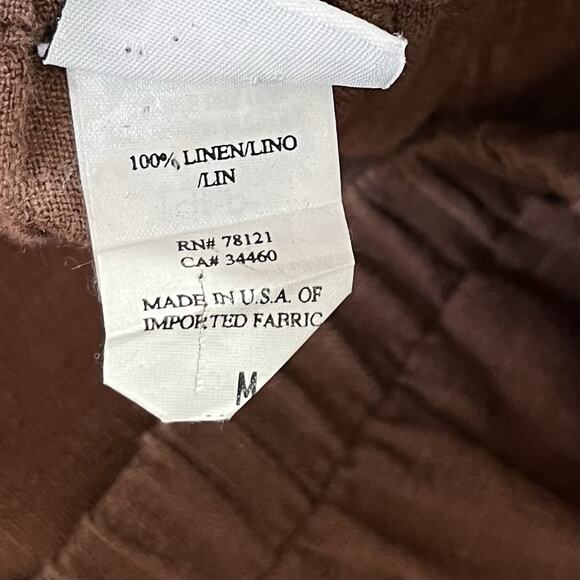 Eileen Fisher 100% Linen Midi Skirt Size M Brown Side Slits Lagom Sustainable - Picture 7 of 8